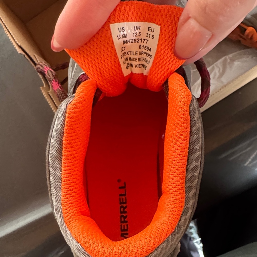 Merrell Gray and Orange Trail Shoes - Picture 4 of 5